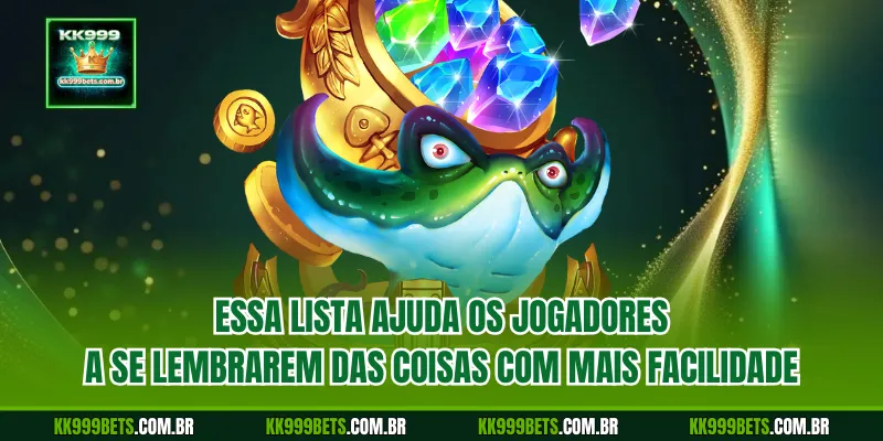 Essa lista ajuda os jogadores a se lembrarem das coisas com mais facilidade